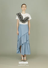 Light Blue Asymmetrical Maxi Skirt