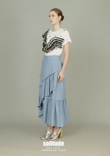 Light Blue Asymmetrical Maxi Skirt