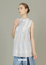 Blue Striped Woven Top