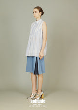 Blue Striped Woven Top