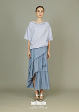 Drop Shoulder Striped Woven Top