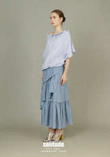 Drop Shoulder Striped Woven Top