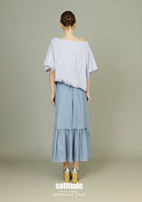 Drop Shoulder Striped Woven Top