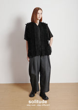 Black Ruffles Sleeveless Shirt