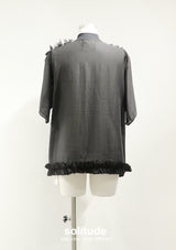 Black Ruffles Sleeveless Shirt