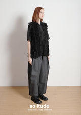 Black Ruffles Sleeveless Shirt