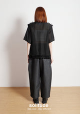 Black Ruffles Sleeveless Shirt