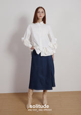 Whtie Flowers Sleeves Shirt