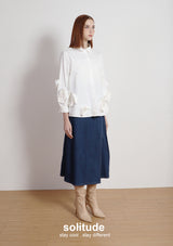 Whtie Flowers Sleeves Shirt