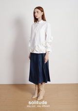 Whtie Flowers Sleeves Shirt