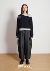 Dark Denim Woven Wide Leg Pants