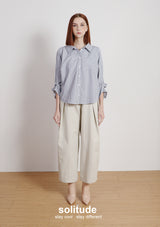 Beige Woven Wide Leg Pants
