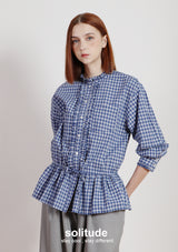 Navy Small Checkered Pattern Shirt