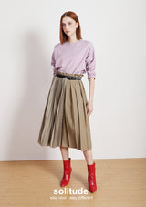 Khaki Multi Pleated Skirt