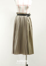 Khaki Multi Pleated Skirt