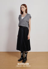 Navy Multi Pleated Skirt