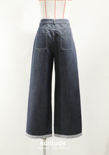 White Stitching Wide Leg Jeans