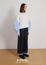 White Stitching Wide Leg Jeans