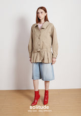 Khaki Boxy Woven Coat