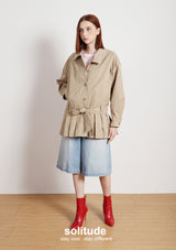 Khaki Boxy Woven Coat