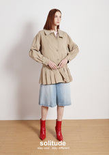 Khaki Boxy Woven Coat