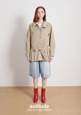 Khaki Boxy Woven Coat