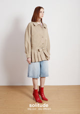 Khaki Boxy Woven Coat