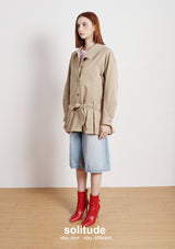 Khaki Boxy Woven Coat