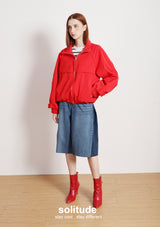 Red Zip Up Oversized Nylon Jacket