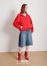 Red Zip Up Oversized Nylon Jacket
