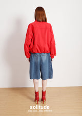 Red Zip Up Oversized Nylon Jacket