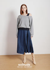 Grey Double Layers Beaded Top