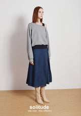 Grey Double Layers Beaded Top