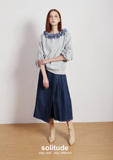 Grey Ruffles neck Knitted Top