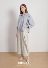 Striped Woven Cropped Shirt