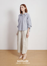 Striped Woven Cropped Shirt