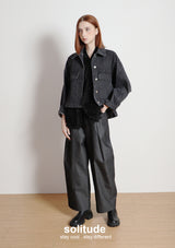 Black Washed Denim Oversized Jacket