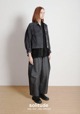 Black Washed Denim Oversized Jacket