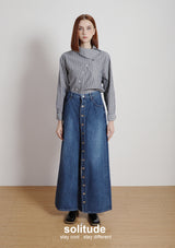 Stand Collar Striped Shirt