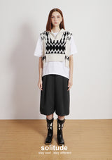 Zip Up Wool Top with White Tee Set