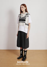 Zip Up Wool Top with White Tee Set