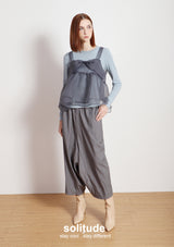 Grey Bowknot Vest with Long Sleeves Tee Set