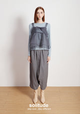 Grey Bowknot Vest with Long Sleeves Tee Set