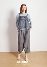 Grey Bowknot Vest with Long Sleeves Tee Set