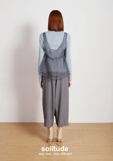 Grey Bowknot Vest with Long Sleeves Tee Set