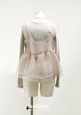 Light Pink Bowknot Vest with Long Sleeves Tee Set
