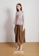 Light Pink Bowknot Vest with Long Sleeves Tee Set