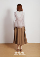 Light Pink Bowknot Vest with Long Sleeves Tee Set