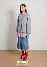 Grey Oversized Knitted Jacket