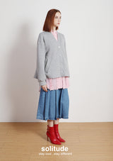 Grey Oversized Knitted Jacket